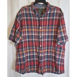 Woolrich Men's XL Short Sleeve Button Down Up Shirt Plaid Cotton